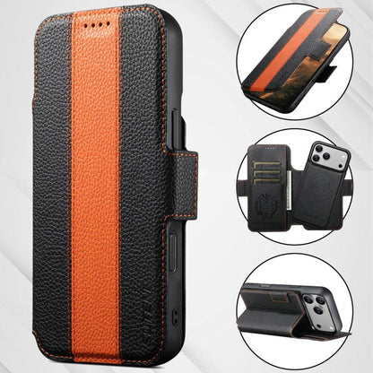 Suteni Q08 2-in-1 Multi-function Magnetic Wallet Big Litchi Vegan Leather Phone Case, For iPhone 14, For iPhone 14 Pro, For iPhone 14 Pro Max, For iPhone 13 Pro Max, For iPhone 13 Pro, For iPhone 13