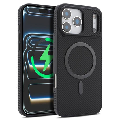 Carbon Fiber MagSafe Faux Leather Phone Case, For iPhone Duo, For iPhone 18 Pro, For iPhone 18 Pro Max, For iPhone 17 Pro Max