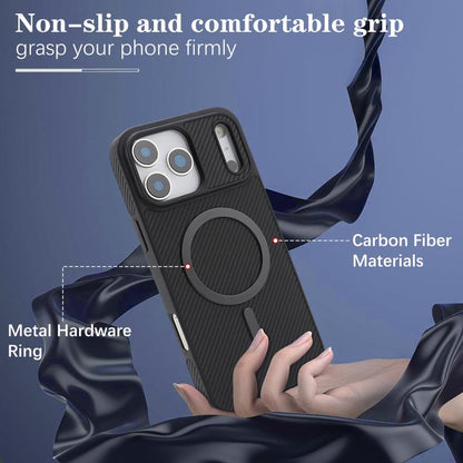 Carbon Fiber MagSafe Faux Leather Phone Case, For iPhone 17 Pro, For iPhone 17, For iPhone Air, For iPhone 16 Pro Max