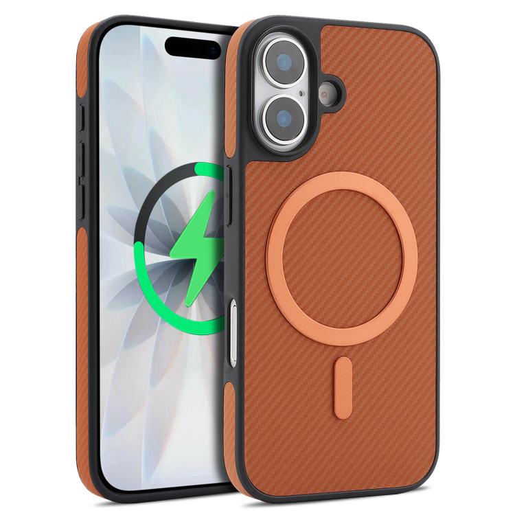 Carbon Fiber MagSafe Faux Leather Phone Case, For iPhone 17 Pro, For iPhone 17, For iPhone Air, For iPhone 16 Pro Max