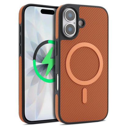 Carbon Fiber MagSafe Faux Leather Phone Case, For iPhone 17 Pro, For iPhone 17, For iPhone Air, For iPhone 16 Pro Max
