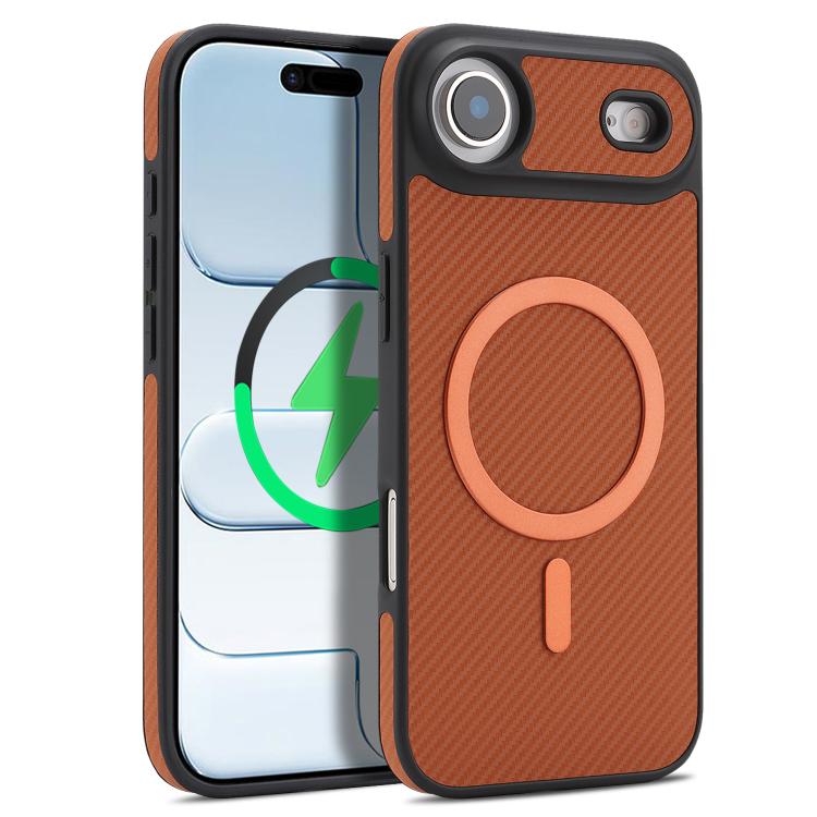 Carbon Fiber MagSafe Faux Leather Phone Case, For iPhone 17 Pro, For iPhone 17, For iPhone Air, For iPhone 16 Pro Max