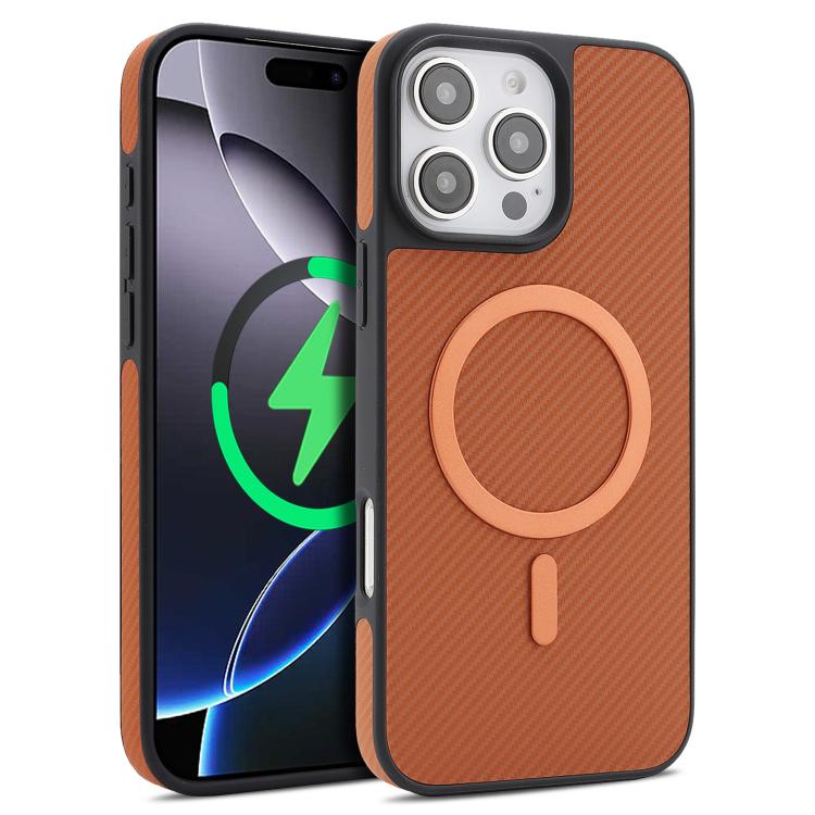 Carbon Fiber MagSafe Faux Leather Phone Case, For iPhone 17 Pro, For iPhone 17, For iPhone Air, For iPhone 16 Pro Max