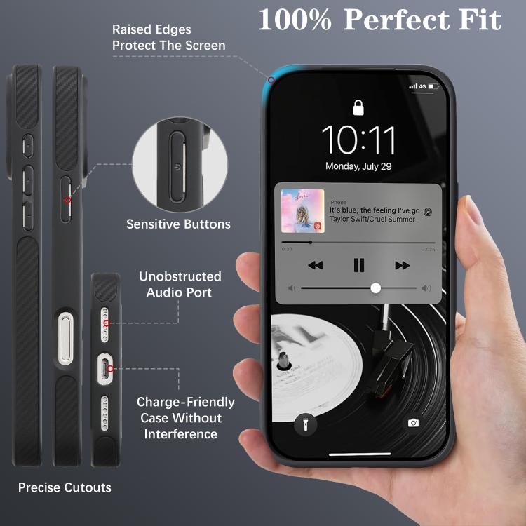 Carbon Fiber MagSafe Faux Leather Phone Case, For iPhone 15 Pro, For iPhone 15 Plus, For iPhone 15, For iPhone 14 Plus