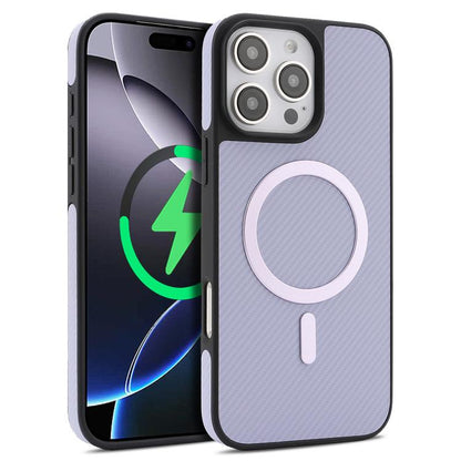Carbon Fiber MagSafe Faux Leather Phone Case, For iPhone 15 Pro, For iPhone 15 Plus, For iPhone 15, For iPhone 14 Plus