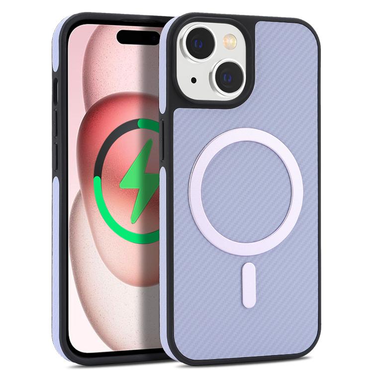 Carbon Fiber MagSafe Faux Leather Phone Case, For iPhone 15 Pro, For iPhone 15 Plus, For iPhone 15, For iPhone 14 Plus