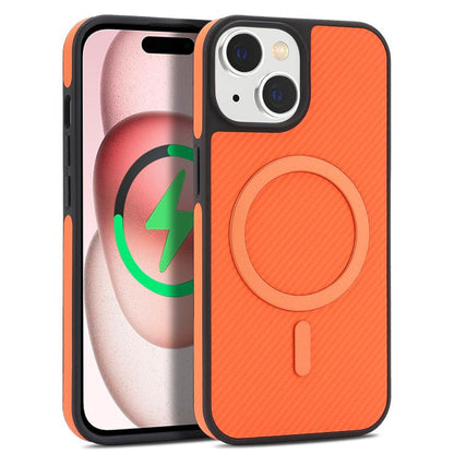 Carbon Fiber MagSafe Faux Leather Phone Case, For iPhone 15 Pro, For iPhone 15 Plus, For iPhone 15, For iPhone 14 Plus