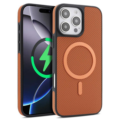 Carbon Fiber MagSafe Faux Leather Phone Case, For iPhone 14, For iPhone 14 Pro, For iPhone 14 Pro Max, For iPhone 13 Pro Max