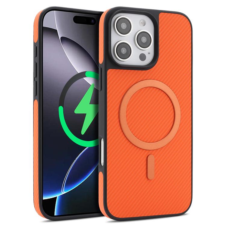 Carbon Fiber MagSafe Faux Leather Phone Case, For iPhone 14, For iPhone 14 Pro, For iPhone 14 Pro Max, For iPhone 13 Pro Max