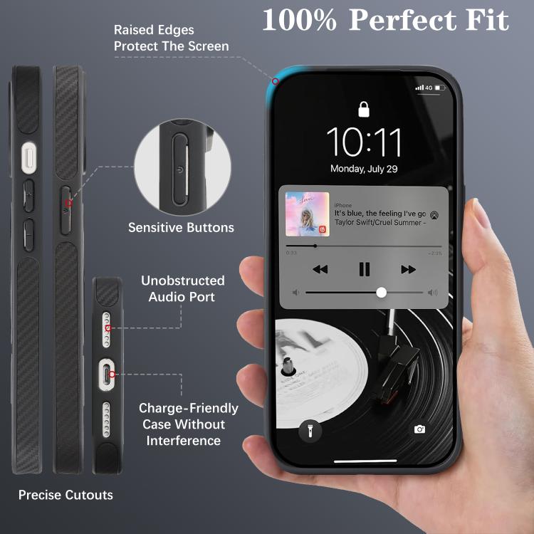 Carbon Fiber MagSafe Faux Leather Phone Case, For iPhone 14, For iPhone 14 Pro, For iPhone 14 Pro Max, For iPhone 13 Pro Max