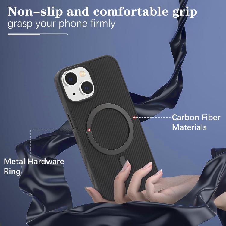 Carbon Fiber MagSafe Faux Leather Phone Case, For iPhone 14, For iPhone 14 Pro, For iPhone 14 Pro Max, For iPhone 13 Pro Max