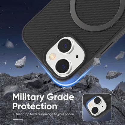 Carbon Fiber MagSafe Faux Leather Phone Case, For iPhone 14, For iPhone 14 Pro, For iPhone 14 Pro Max, For iPhone 13 Pro Max