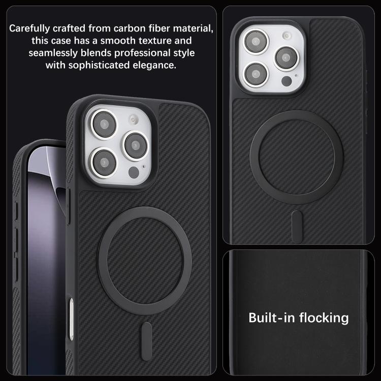 Carbon Fiber MagSafe Faux Leather Phone Case, For iPhone 13 Pro, For iPhone 13