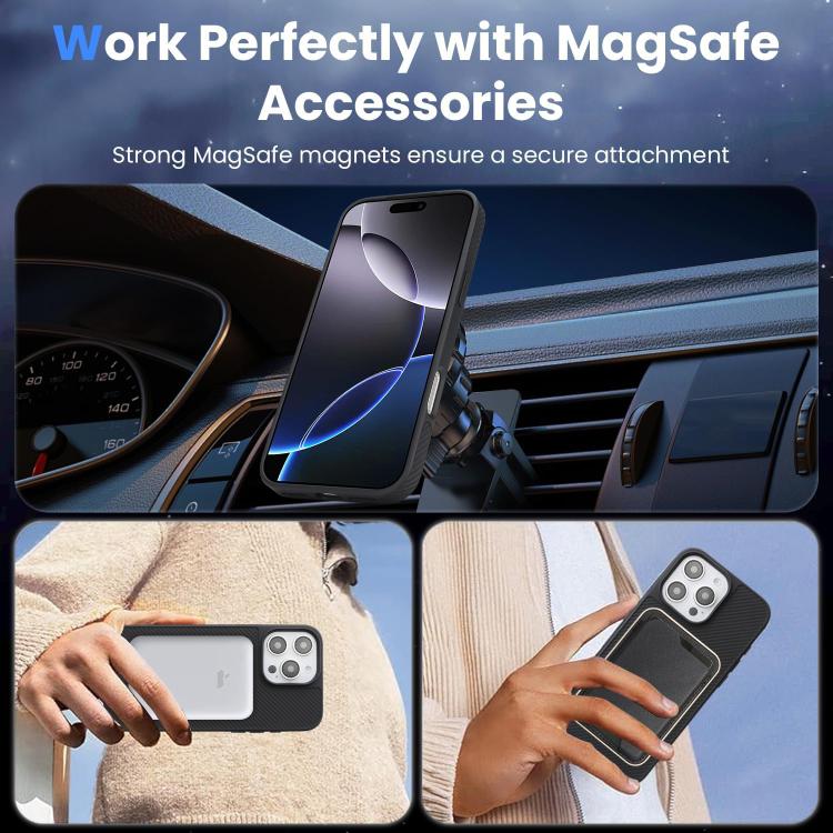 Carbon Fiber MagSafe Faux Leather Phone Case, For iPhone 13 Pro, For iPhone 13