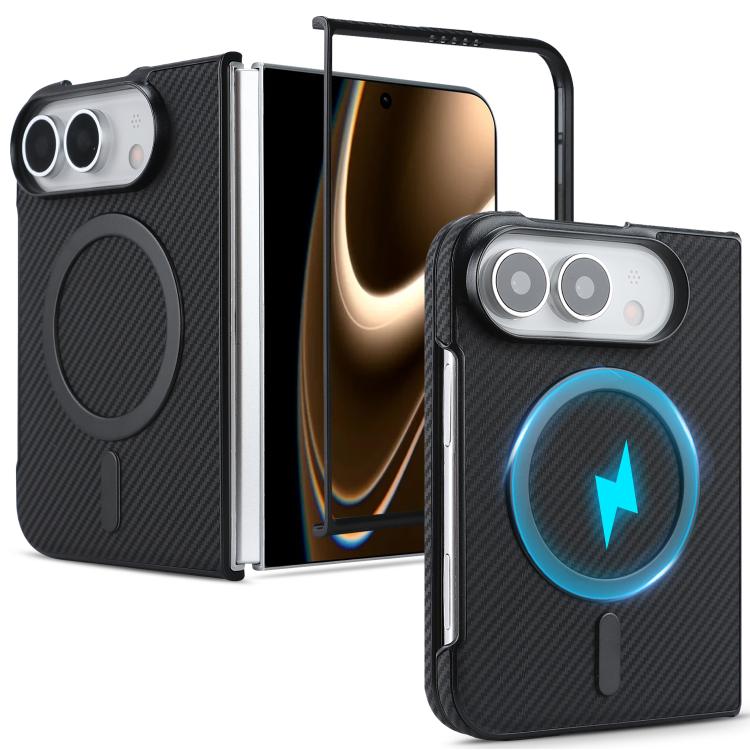Carbon Fiber MagSafe Faux Leather Phone Case, For iPhone Duo, For iPhone 18 Pro, For iPhone 18 Pro Max, For iPhone 17 Pro Max