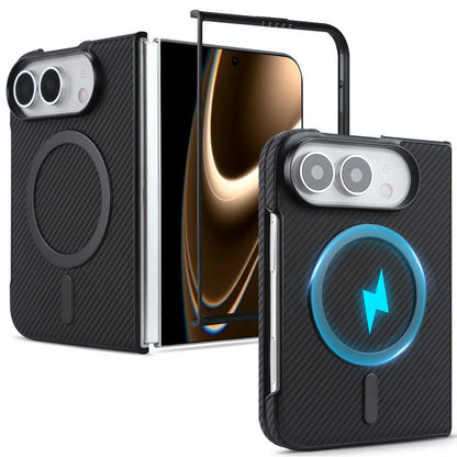 Carbon Fiber MagSafe Faux Leather Phone Case, For iPhone Duo, For iPhone 18 Pro, For iPhone 18 Pro Max, For iPhone 17 Pro Max