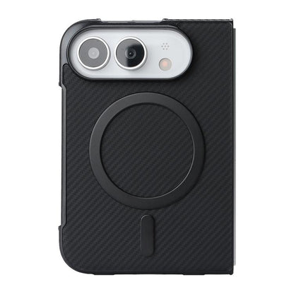 Carbon Fiber MagSafe Faux Leather Phone Case, For iPhone Duo, For iPhone 18 Pro, For iPhone 18 Pro Max, For iPhone 17 Pro Max