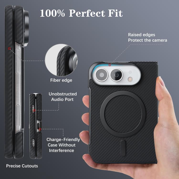 Carbon Fiber MagSafe Faux Leather Phone Case, For iPhone Duo, For iPhone 18 Pro, For iPhone 18 Pro Max, For iPhone 17 Pro Max