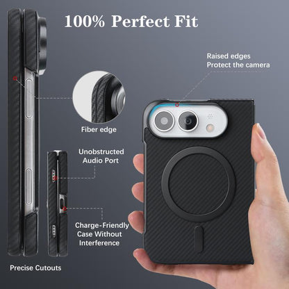 Carbon Fiber MagSafe Faux Leather Phone Case, For iPhone Duo, For iPhone 18 Pro, For iPhone 18 Pro Max, For iPhone 17 Pro Max
