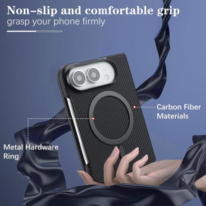 Carbon Fiber MagSafe Faux Leather Phone Case, For iPhone Duo, For iPhone 18 Pro, For iPhone 18 Pro Max, For iPhone 17 Pro Max