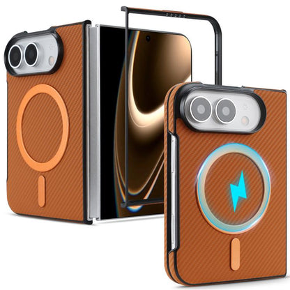 Carbon Fiber MagSafe Faux Leather Phone Case, For iPhone Duo, For iPhone 18 Pro, For iPhone 18 Pro Max, For iPhone 17 Pro Max