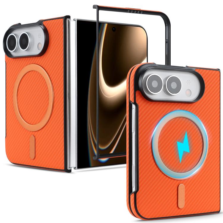 Carbon Fiber MagSafe Faux Leather Phone Case, For iPhone Duo, For iPhone 18 Pro, For iPhone 18 Pro Max, For iPhone 17 Pro Max