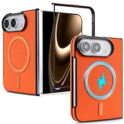 Carbon Fiber MagSafe Faux Leather Phone Case, For iPhone Duo, For iPhone 18 Pro, For iPhone 18 Pro Max, For iPhone 17 Pro Max