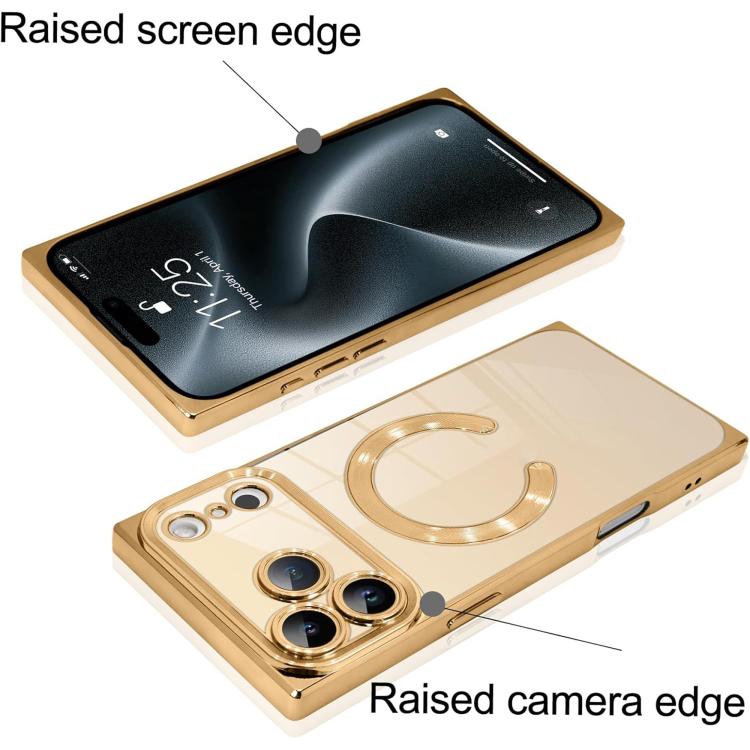Right Angle Square Electroplated CD Pattern TPU MagSafe Phone Case, For iPhone 17 Pro Max, For iPhone 17 Pro, For iPhone 17