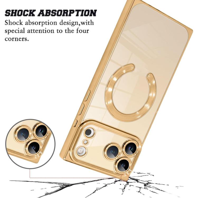 Right Angle Square Electroplated CD Pattern TPU MagSafe Phone Case, For iPhone 17 Pro Max, For iPhone 17 Pro, For iPhone 17
