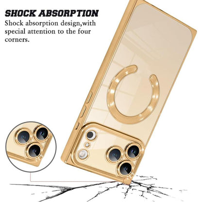 Right Angle Square Electroplated CD Pattern TPU MagSafe Phone Case, For iPhone 17 Pro Max, For iPhone 17 Pro, For iPhone 17