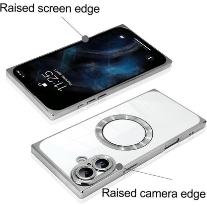 Right Angle Square Electroplated CD Pattern TPU MagSafe Phone Case, For iPhone 16 Plus, For iPhone 16, For iPhone 15 Pro Max