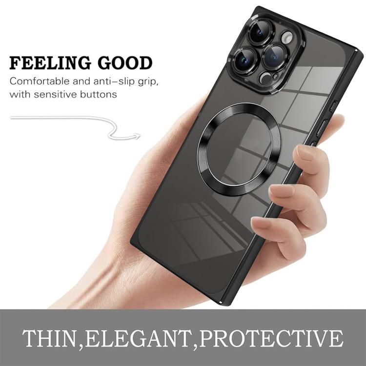 Right Angle Square Electroplated CD Pattern TPU MagSafe Phone Case, For iPhone 15 Pro, For iPhone 15 Plus, For iPhone 15