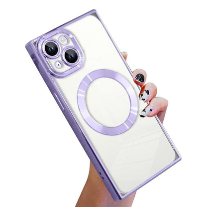 Right Angle Square Electroplated CD Pattern TPU MagSafe Phone Case, For iPhone 15 Pro, For iPhone 15 Plus, For iPhone 15