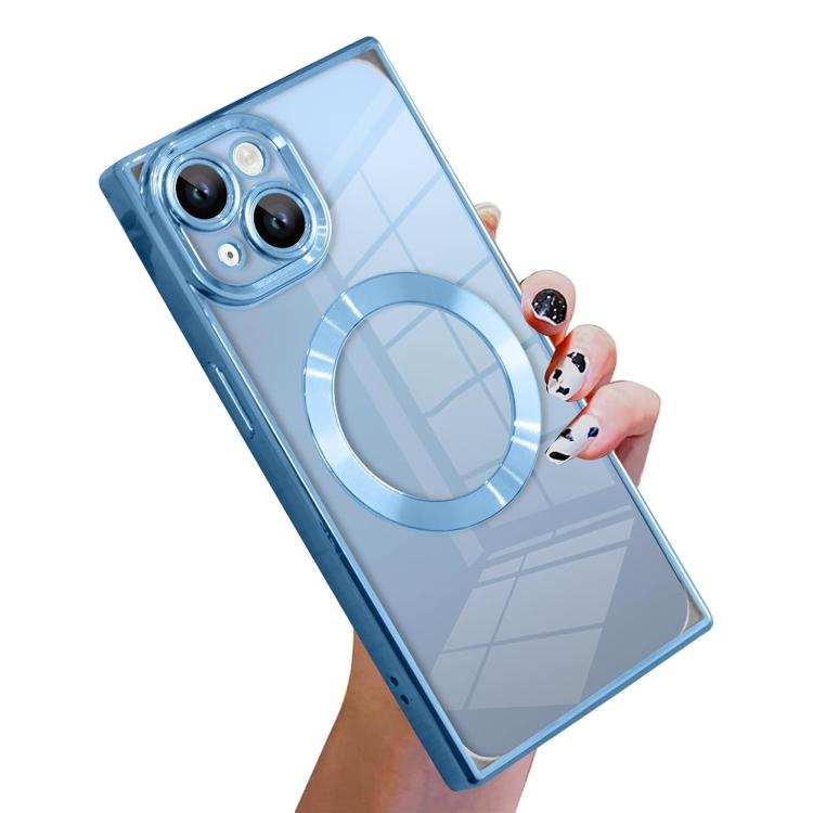 Right Angle Square Electroplated CD Pattern TPU MagSafe Phone Case, For iPhone 15 Pro, For iPhone 15 Plus, For iPhone 15