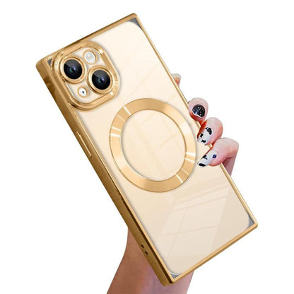 Right Angle Square Electroplated CD Pattern TPU MagSafe Phone Case, For iPhone 14 Plus, For iPhone 14, For iPhone 14 Pro