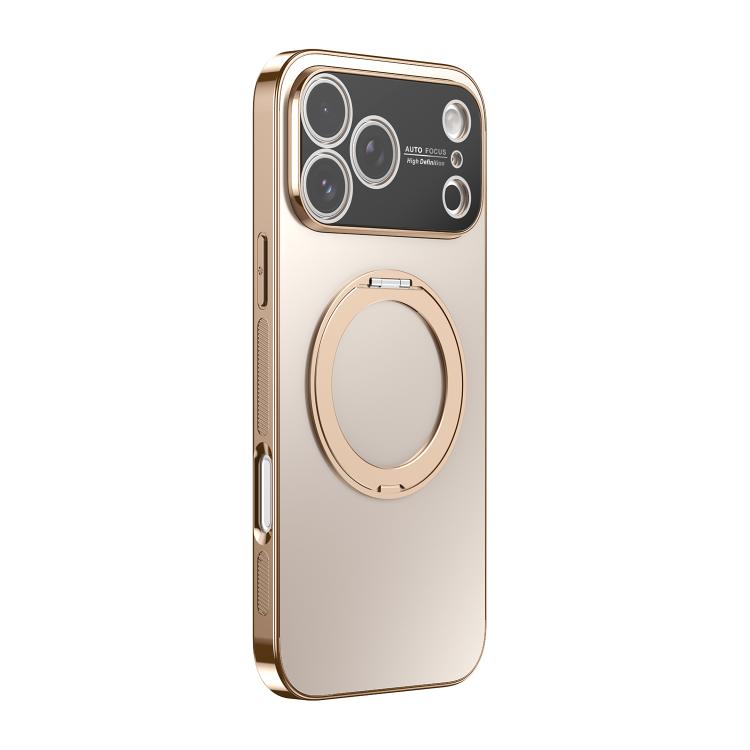 360 Degree Rotating Holder MagSafe Electroplated Phone Case with Lens Cover, For iPhone 17 Pro Max, For iPhone 17 Pro, For iPhone 17