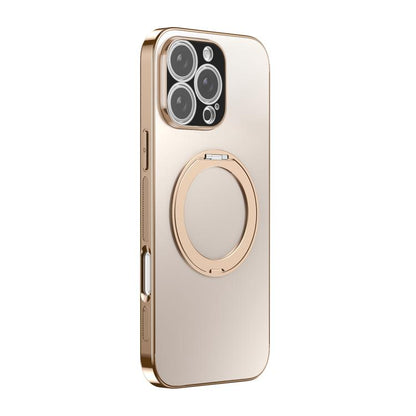 360 Degree Rotating Holder MagSafe Electroplated Phone Case with Lens Cover, For iPhone Air, For iPhone 16 Pro Max, For iPhone 16 Pro