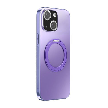 360 Degree Rotating Holder MagSafe Electroplated Phone Case with Lens Cover, For iPhone 15, For iPhone 14, For iPhone 14 Pro