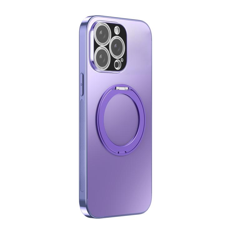 360 Degree Rotating Holder MagSafe Electroplated Phone Case with Lens Cover, For iPhone 15, For iPhone 14, For iPhone 14 Pro