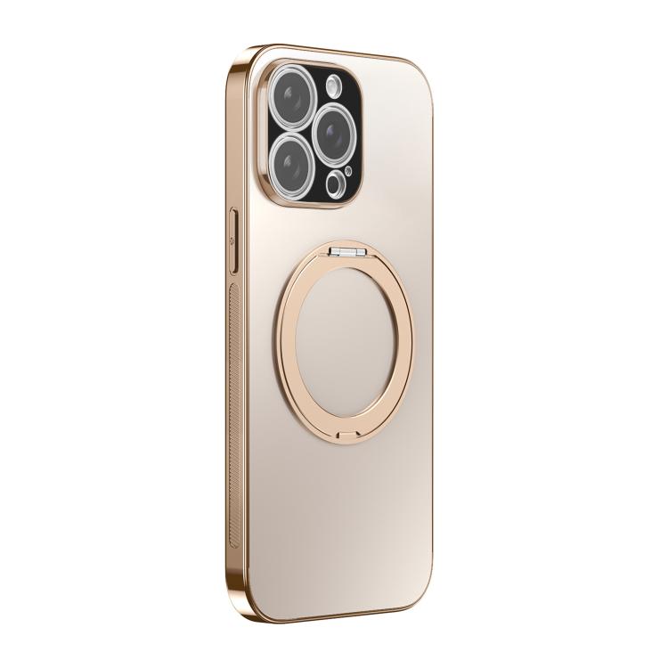 360 Degree Rotating Holder MagSafe Electroplated Phone Case with Lens Cover, For iPhone 15, For iPhone 14, For iPhone 14 Pro