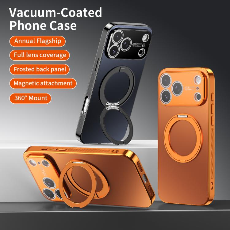 360 Degree Rotating Holder MagSafe Electroplated Phone Case with Lens Cover, For iPhone Air, For iPhone 16 Pro Max, For iPhone 16 Pro
