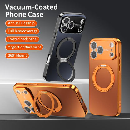 360 Degree Rotating Holder MagSafe Electroplated Phone Case with Lens Cover, For iPhone 15, For iPhone 14, For iPhone 14 Pro