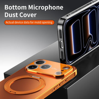 360 Degree Rotating Holder MagSafe Electroplated Phone Case with Lens Cover, For iPhone 17 Pro Max, For iPhone 17 Pro, For iPhone 17