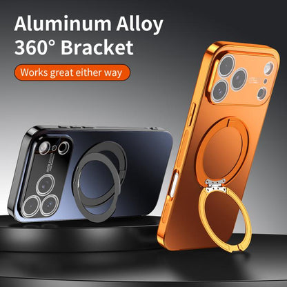 360 Degree Rotating Holder MagSafe Electroplated Phone Case with Lens Cover, For iPhone 15, For iPhone 14, For iPhone 14 Pro