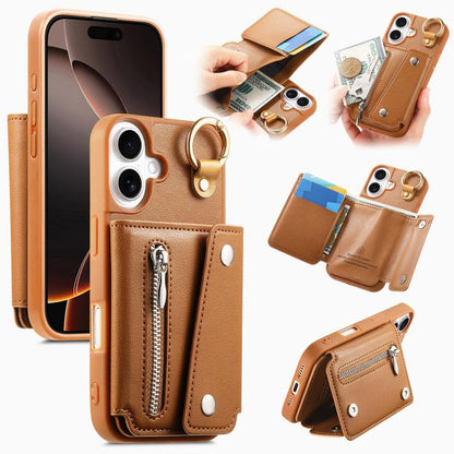 Dream Wallet D Buckle Leather Back Cover Phone Case, For iPhone 17e / 16e, For iPhone 17 Pro Max, For iPhone 17 Pro, For iPhone 17