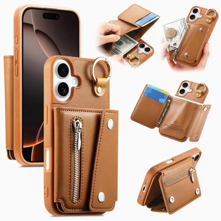 Dream Wallet D Buckle Leather Back Cover Phone Case, For iPhone Air, For iPhone 16 Pro Max, For iPhone 16 Pro, For iPhone 16 Plus