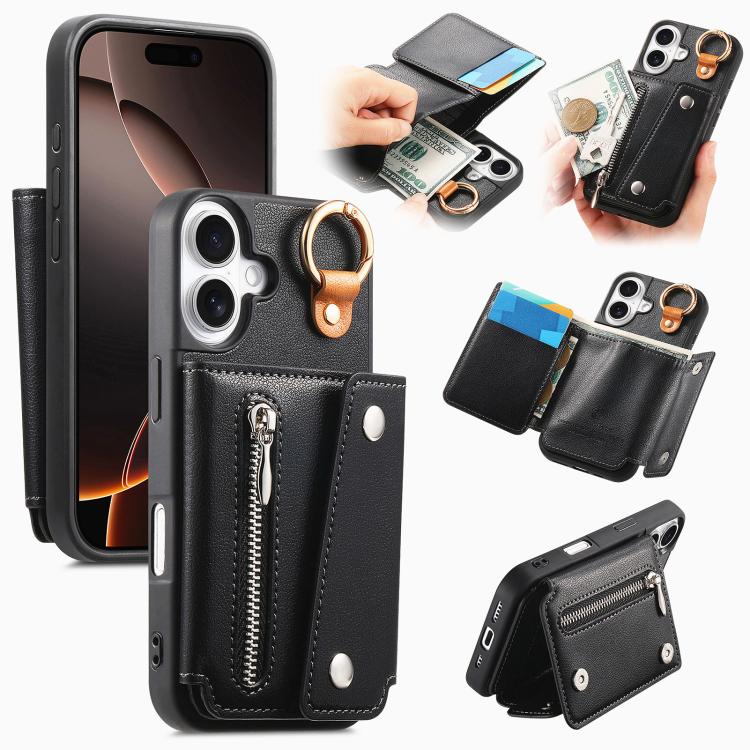 Dream Wallet D Buckle Leather Back Cover Phone Case, For iPhone Air, For iPhone 16 Pro Max, For iPhone 16 Pro, For iPhone 16 Plus