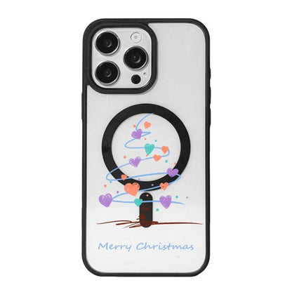 Christmas Series Strong Magnetic Painted Black Edge Phone Case, For iPhone 16 Pro