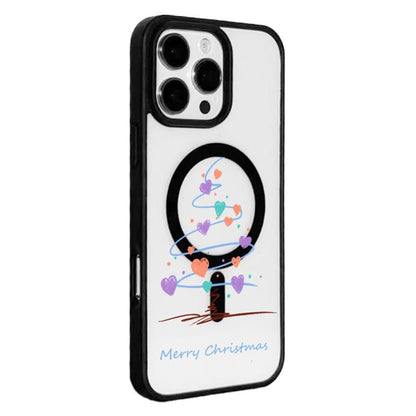 Christmas Series Strong Magnetic Painted Black Edge Phone Case, For iPhone 16 Pro
