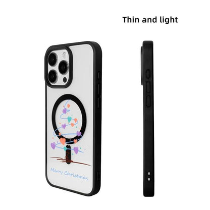 Christmas Series Strong Magnetic Painted Black Edge Phone Case, For iPhone 16 Pro